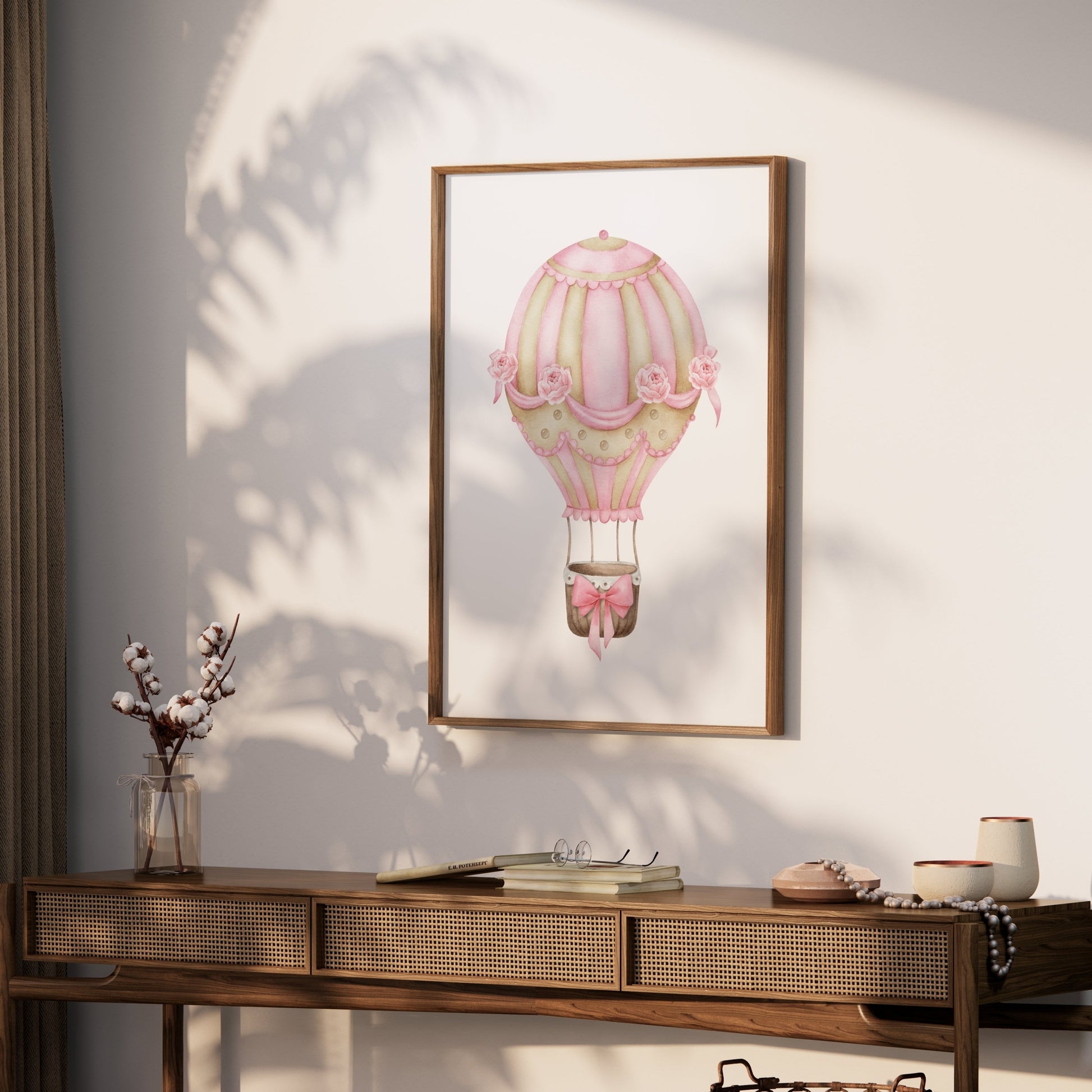 Premium Poster of Whimsical Pink Hot Air Balloon Art Prints Posters