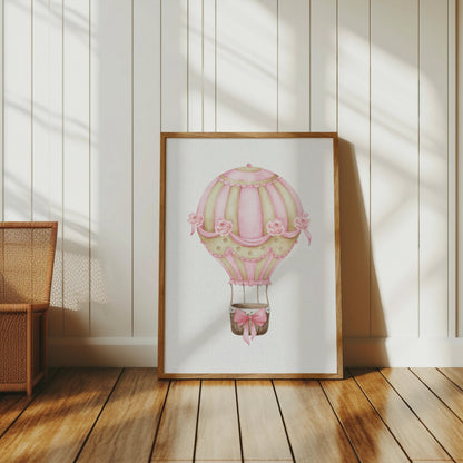 Premium Poster of Whimsical Pink Hot Air Balloon Art Prints Posters