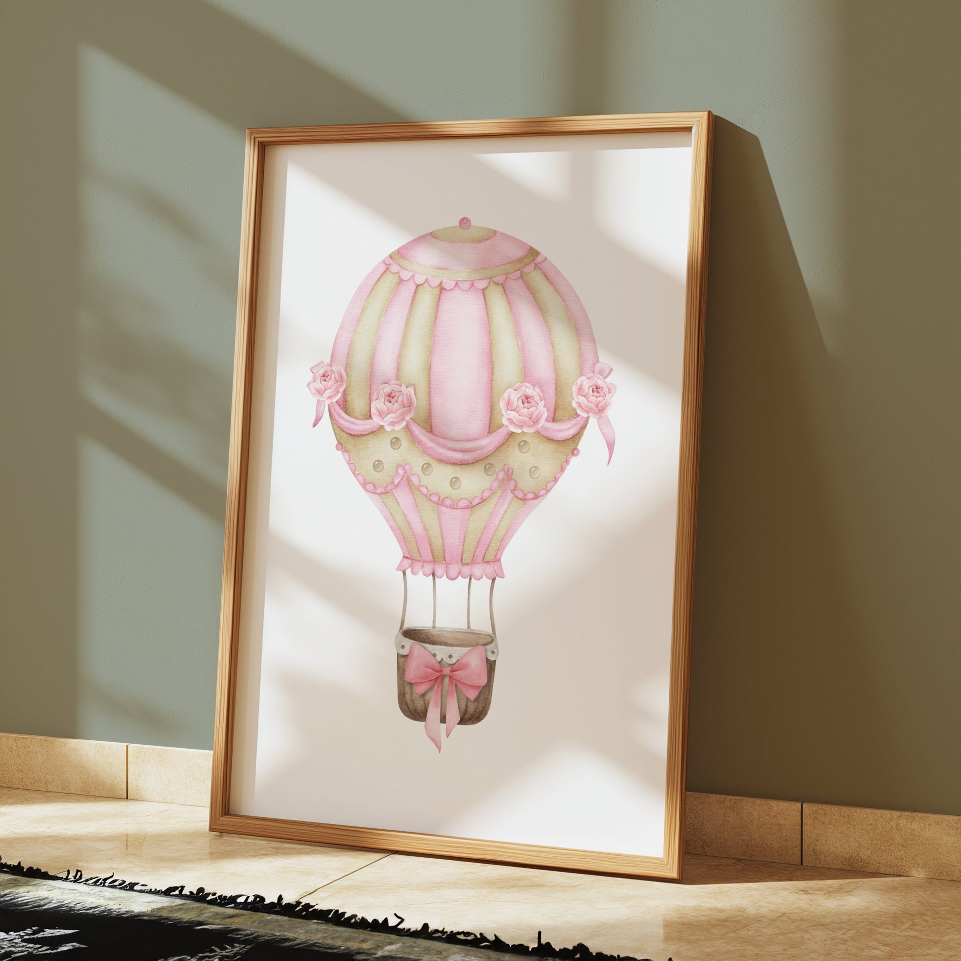 Premium Poster of Whimsical Pink Hot Air Balloon Art Prints Posters