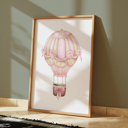 Premium Poster of Whimsical Pink Hot Air Balloon Art Prints Posters