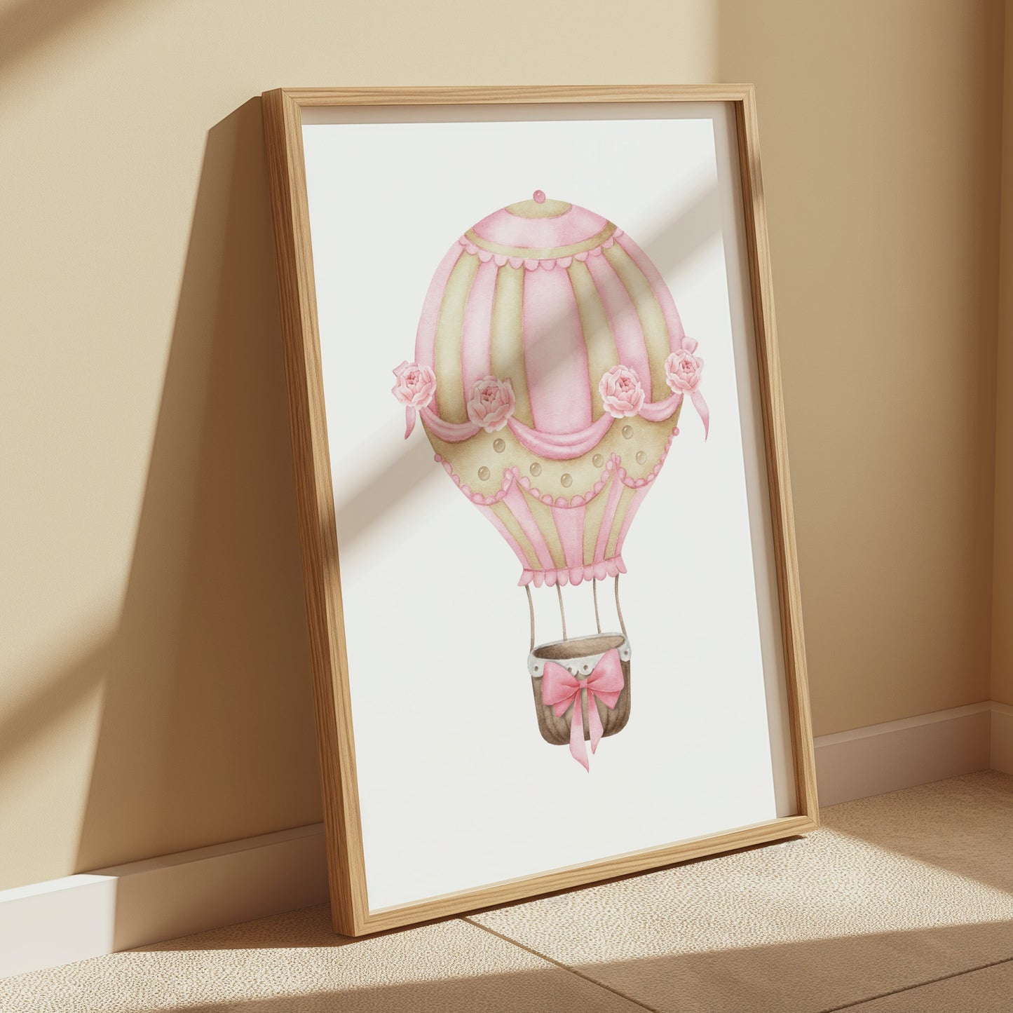 Premium Poster of Whimsical Pink Hot Air Balloon Art Prints Posters