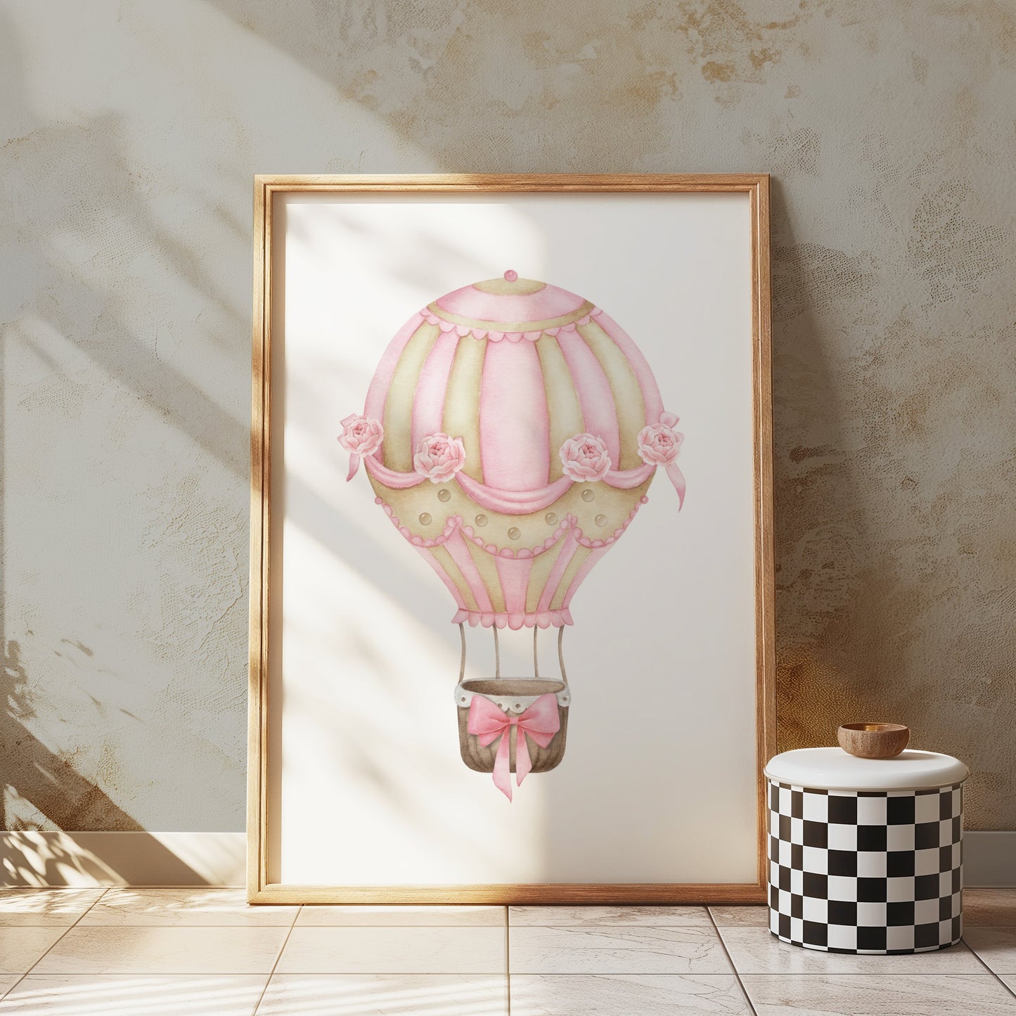 Premium Poster of Whimsical Pink Hot Air Balloon Art Prints Posters