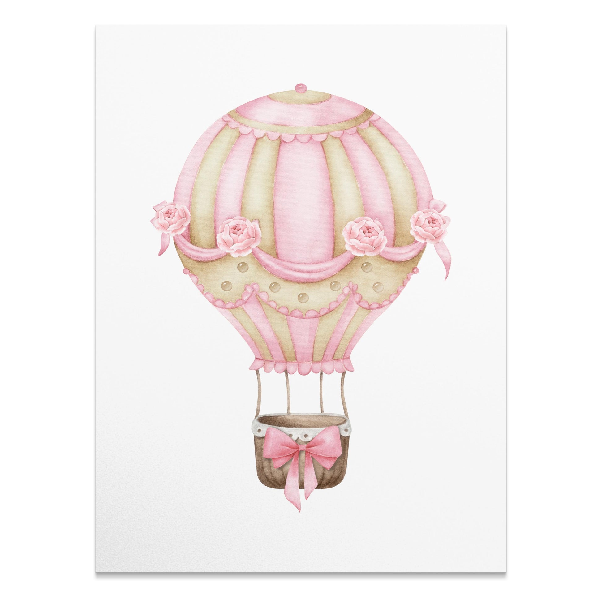 Premium Poster of Whimsical Pink Hot Air Balloon Art Prints Posters