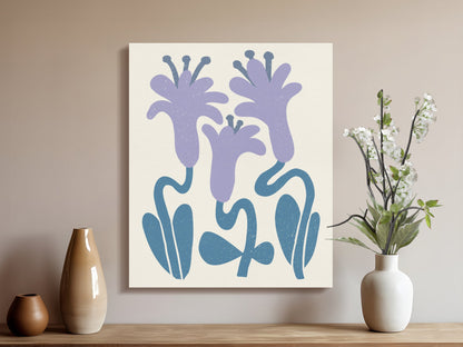 Premium Poster of Whimsical Purple Flowers Floral Wall Art Canvas Wraps