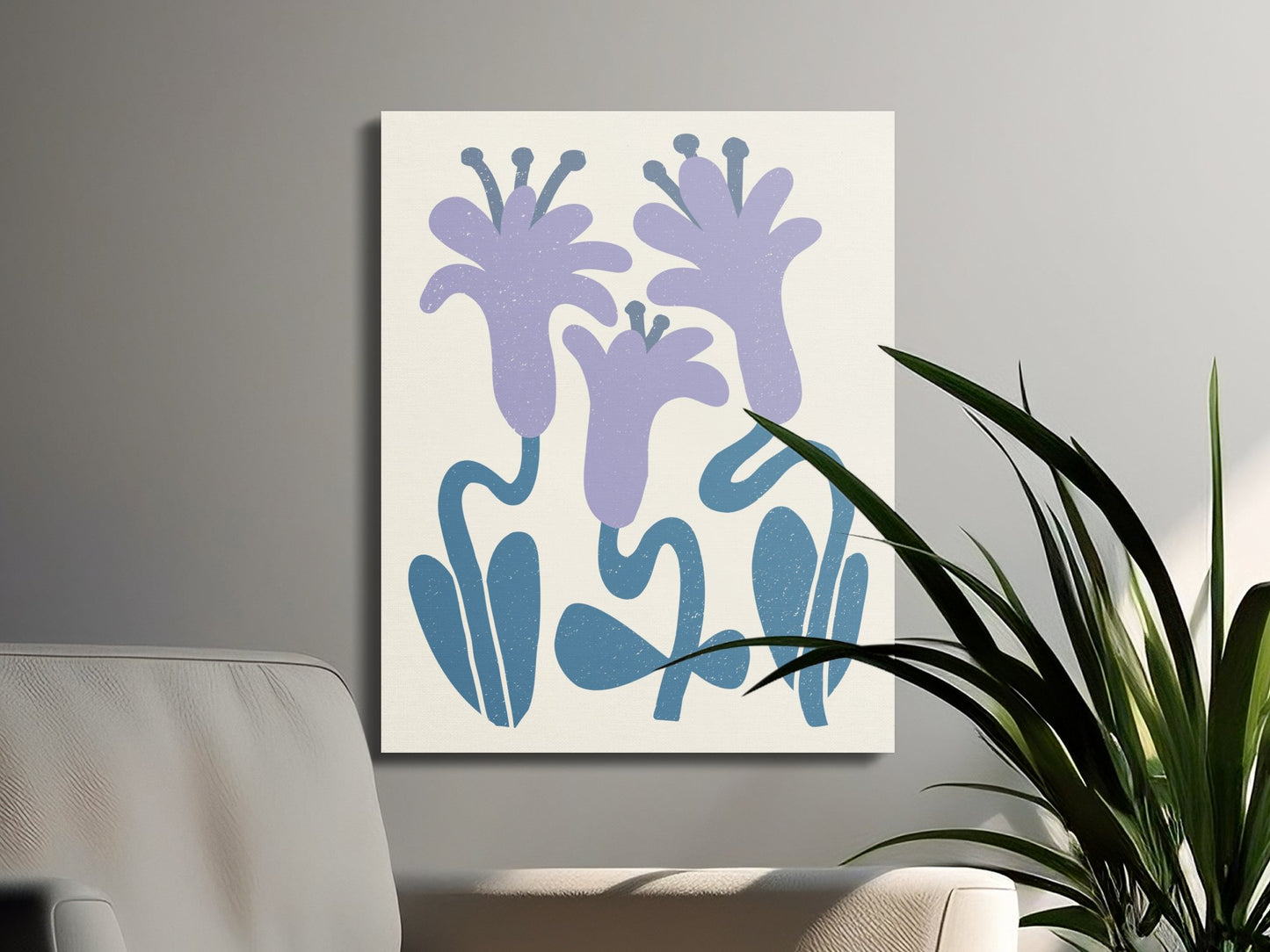 Premium Poster of Whimsical Purple Flowers Floral Wall Art Canvas Wraps