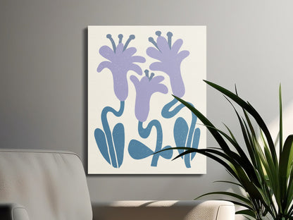 Premium Poster of Whimsical Purple Flowers Floral Wall Art Canvas Wraps