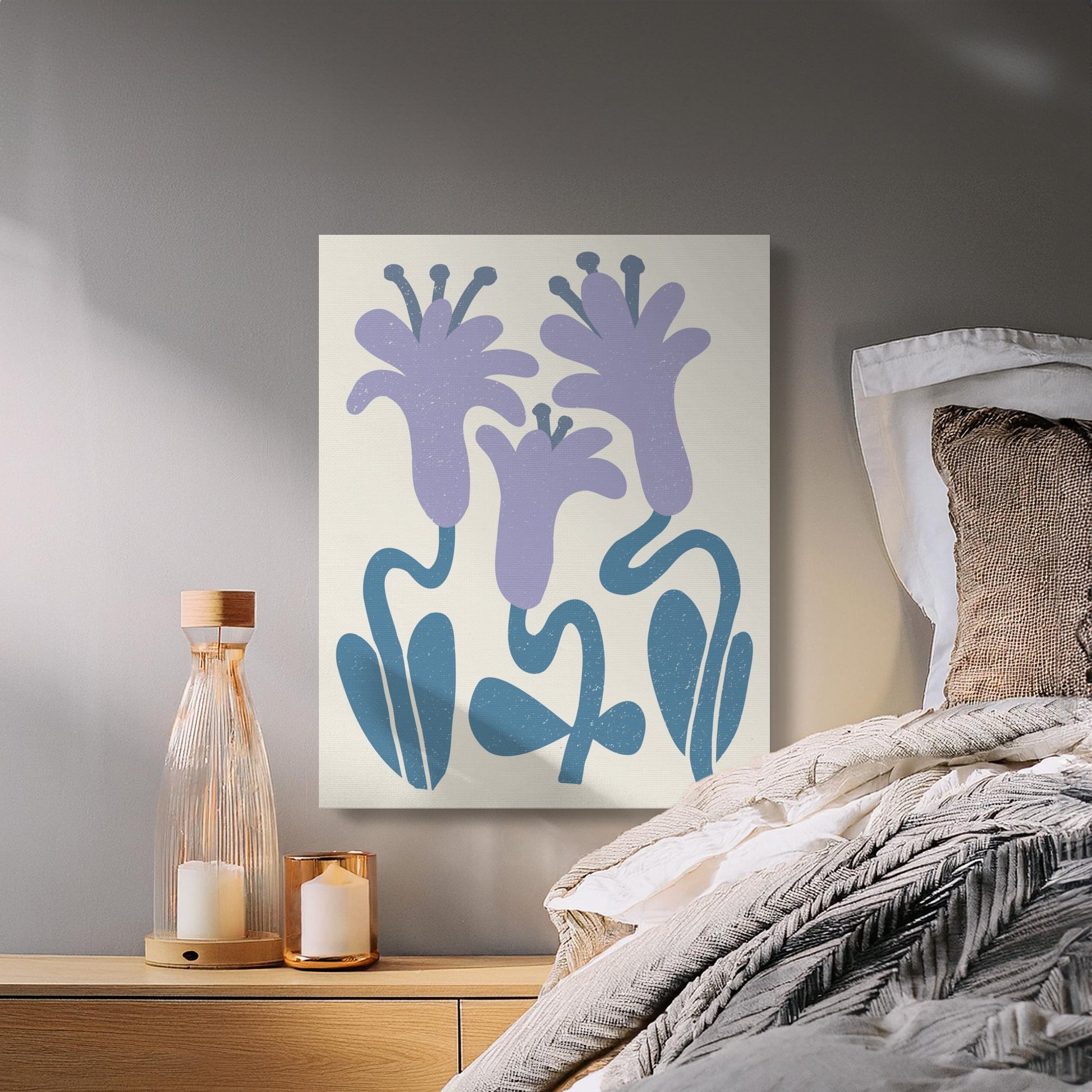 Premium Poster of Whimsical Purple Flowers Floral Wall Art Canvas Wraps