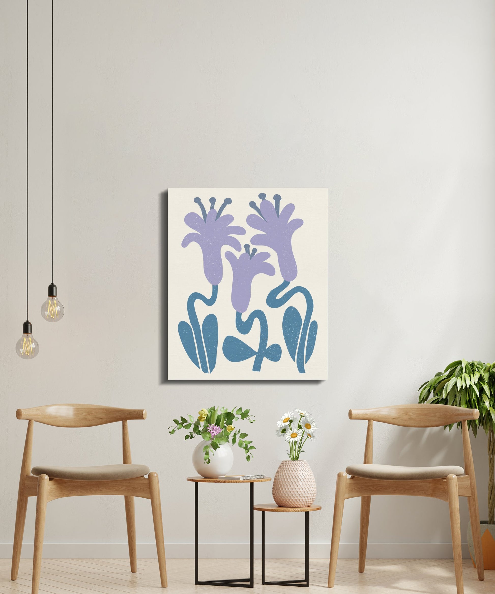 Premium Poster of Whimsical Purple Flowers Floral Wall Art Canvas Wraps