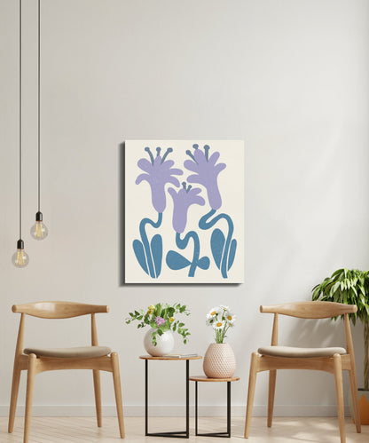 Premium Poster of Whimsical Purple Flowers Floral Wall Art Canvas Wraps
