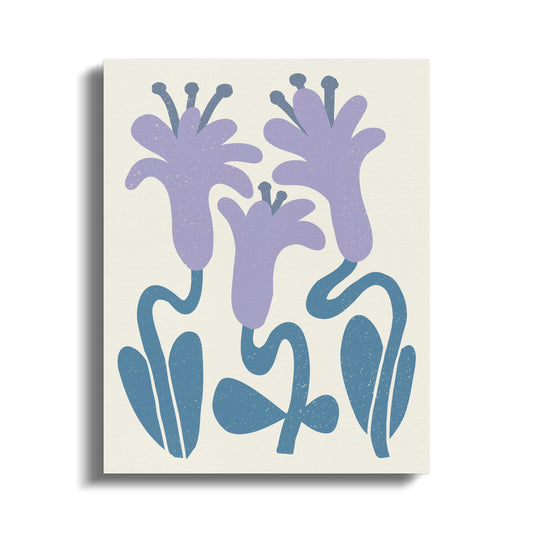 Premium Poster of Whimsical Purple Flowers Floral Wall Art Canvas Wraps