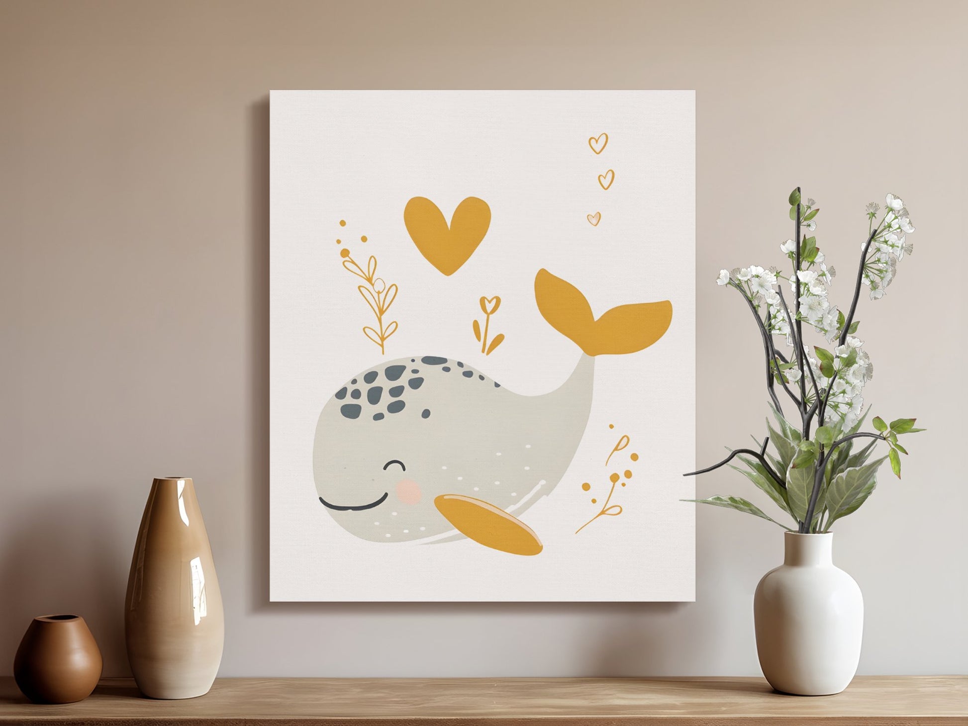 Premium Poster of Whimsical Whale Nursery Wall Art Canvas Wraps