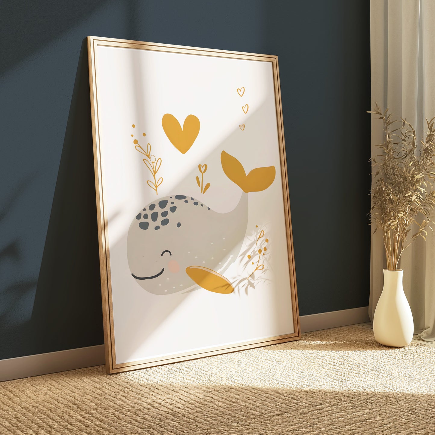 Premium Poster of Whimsical Whale with Hearts Artwork Children Posters