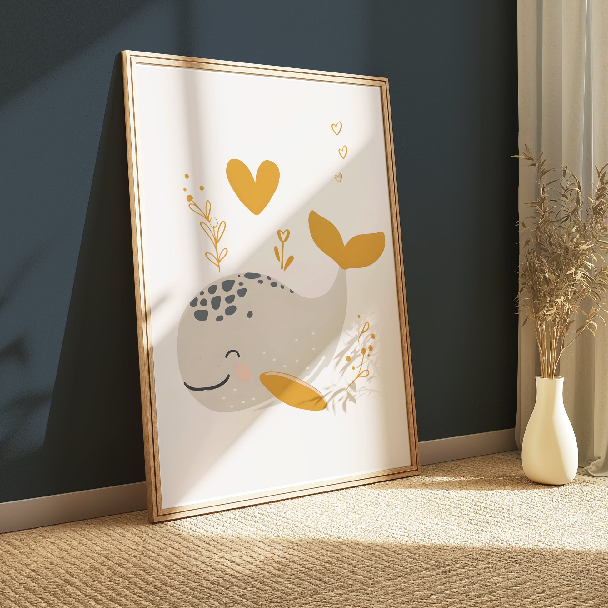Premium Poster of Whimsical Whale with Hearts Artwork Children Posters