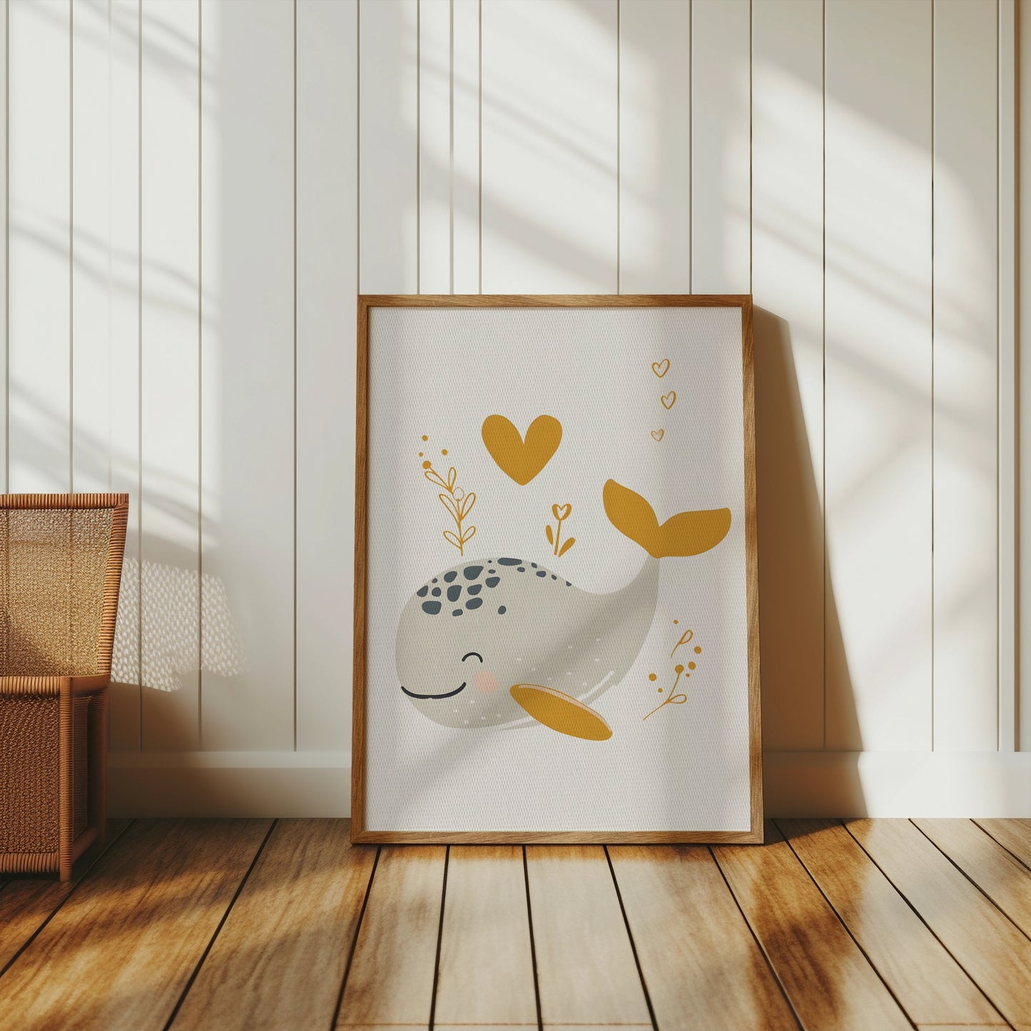 Premium Poster of Whimsical Whale with Hearts Artwork Children Posters
