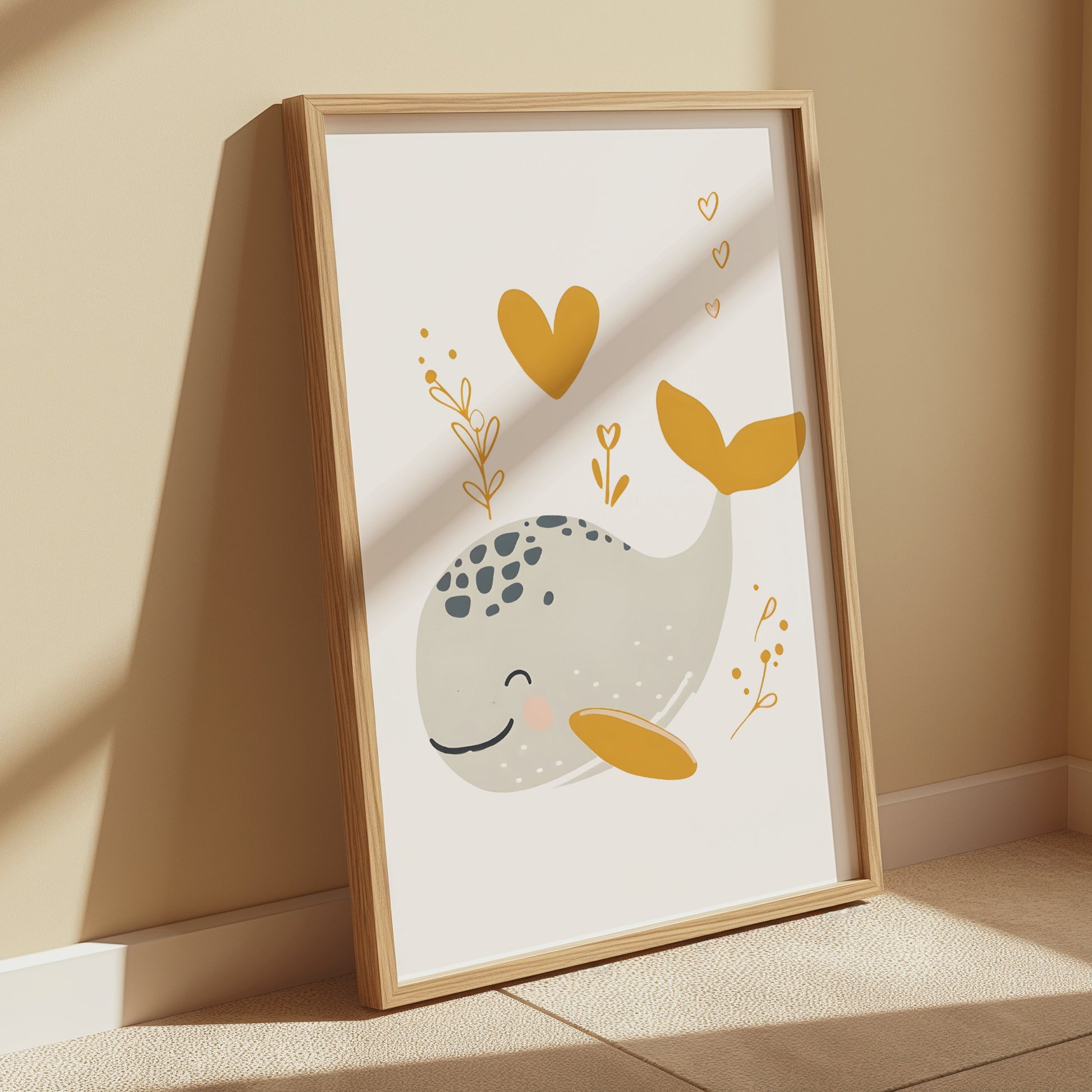 Premium Poster of Whimsical Whale with Hearts Artwork Children Posters