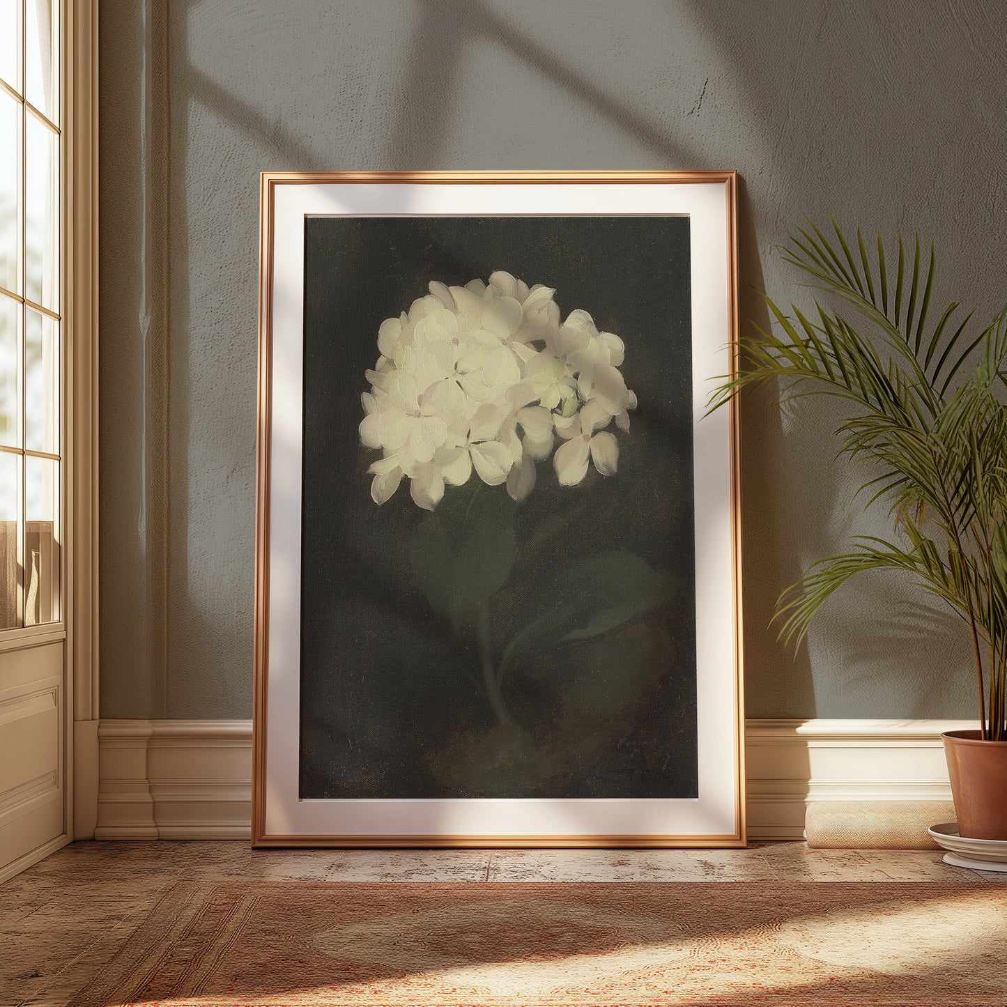 Premium Poster of White Hydrangea Painting Botanical Art Print Posters