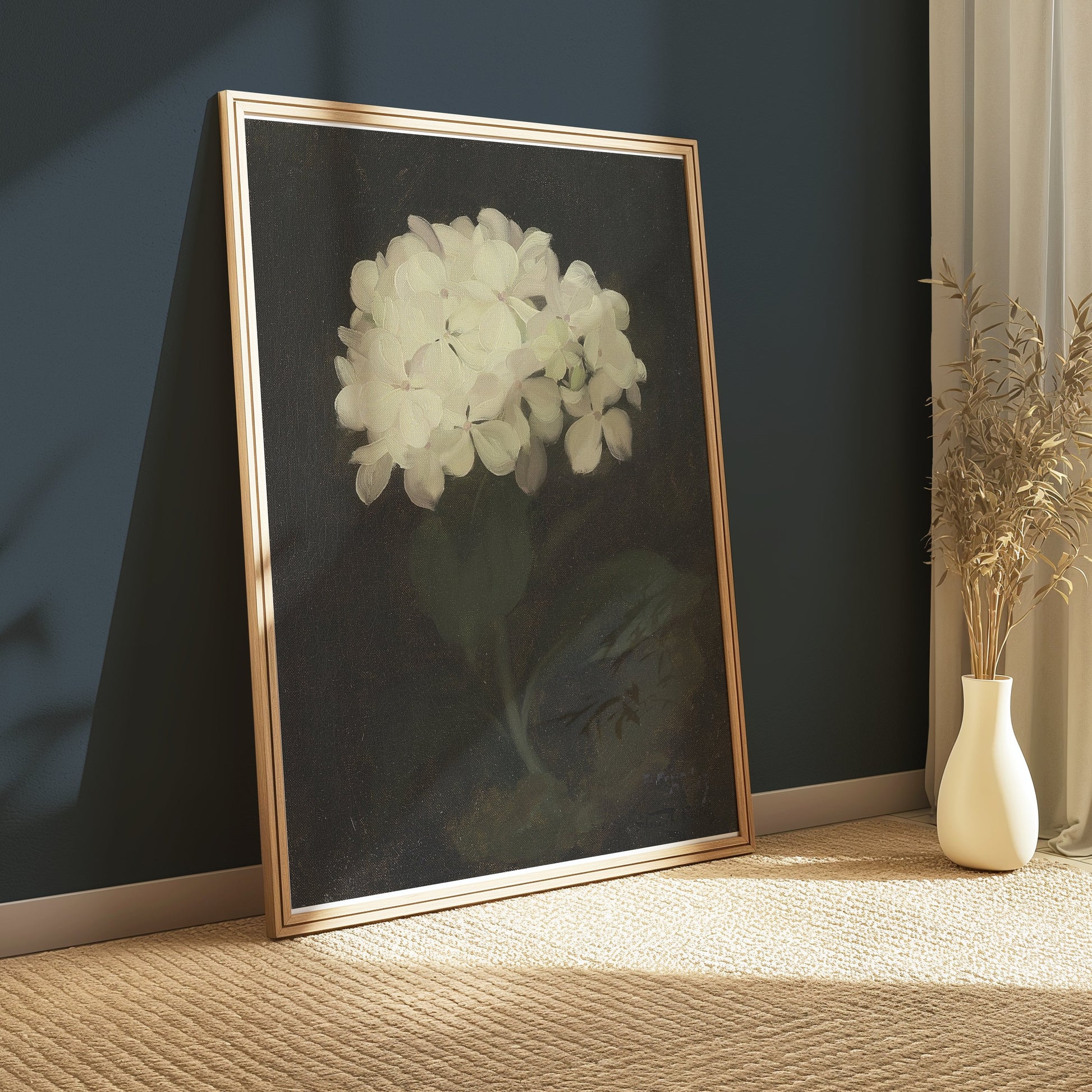 Premium Poster of White Hydrangea Painting Botanical Art Print Posters