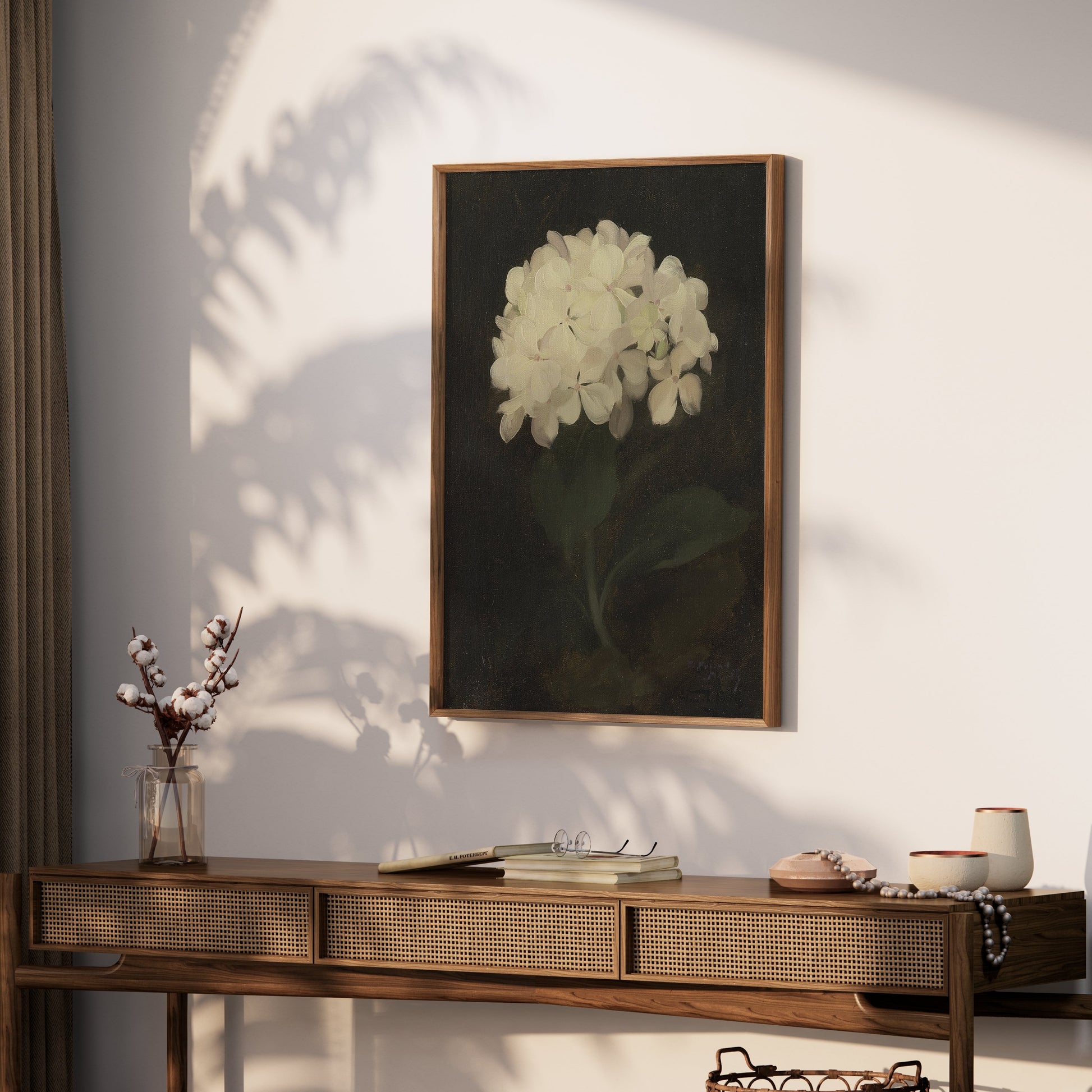 Premium Poster of White Hydrangea Painting Botanical Art Print Posters