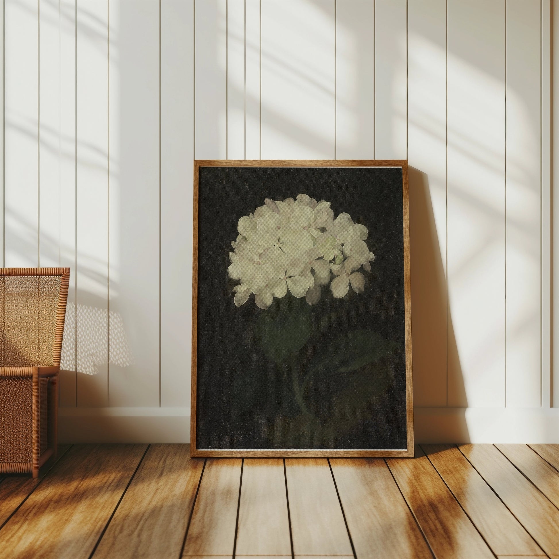 Premium Poster of White Hydrangea Painting Botanical Art Print Posters