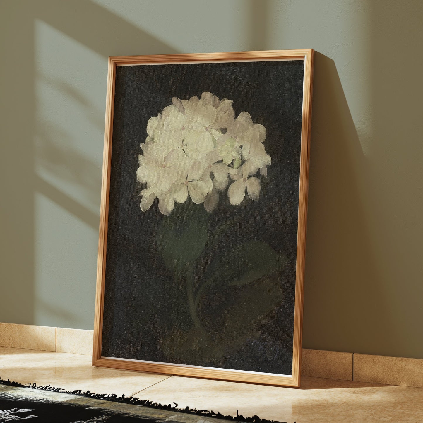 Premium Poster of White Hydrangea Painting Botanical Art Print Posters
