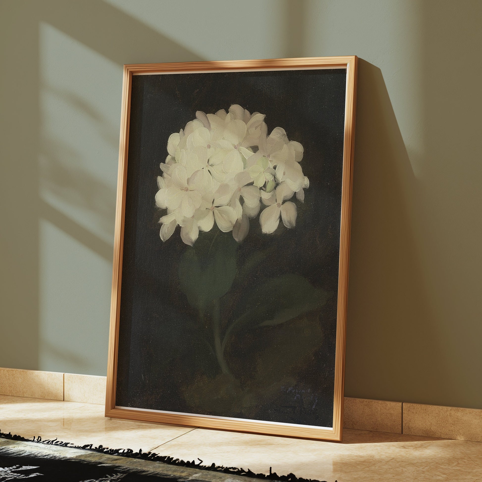Premium Poster of White Hydrangea Painting Botanical Art Print Posters