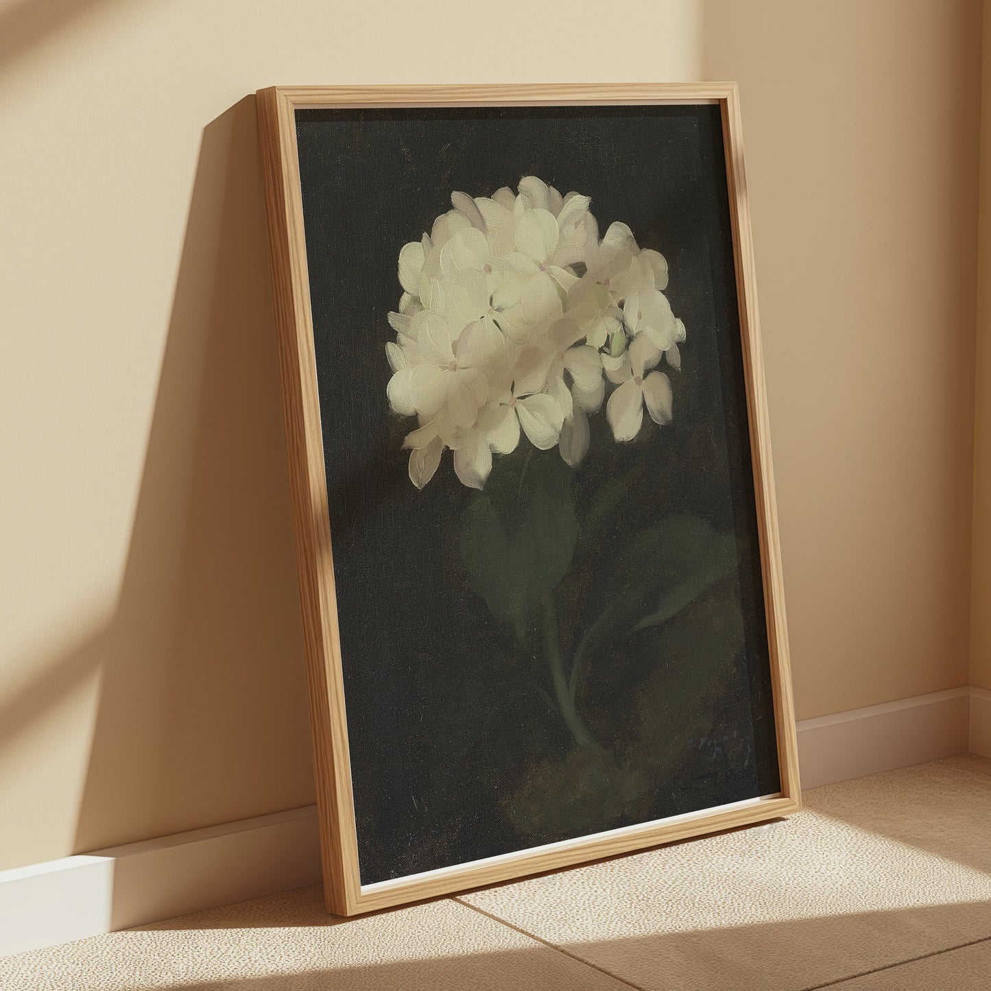 Premium Poster of White Hydrangea Painting Botanical Art Print Posters