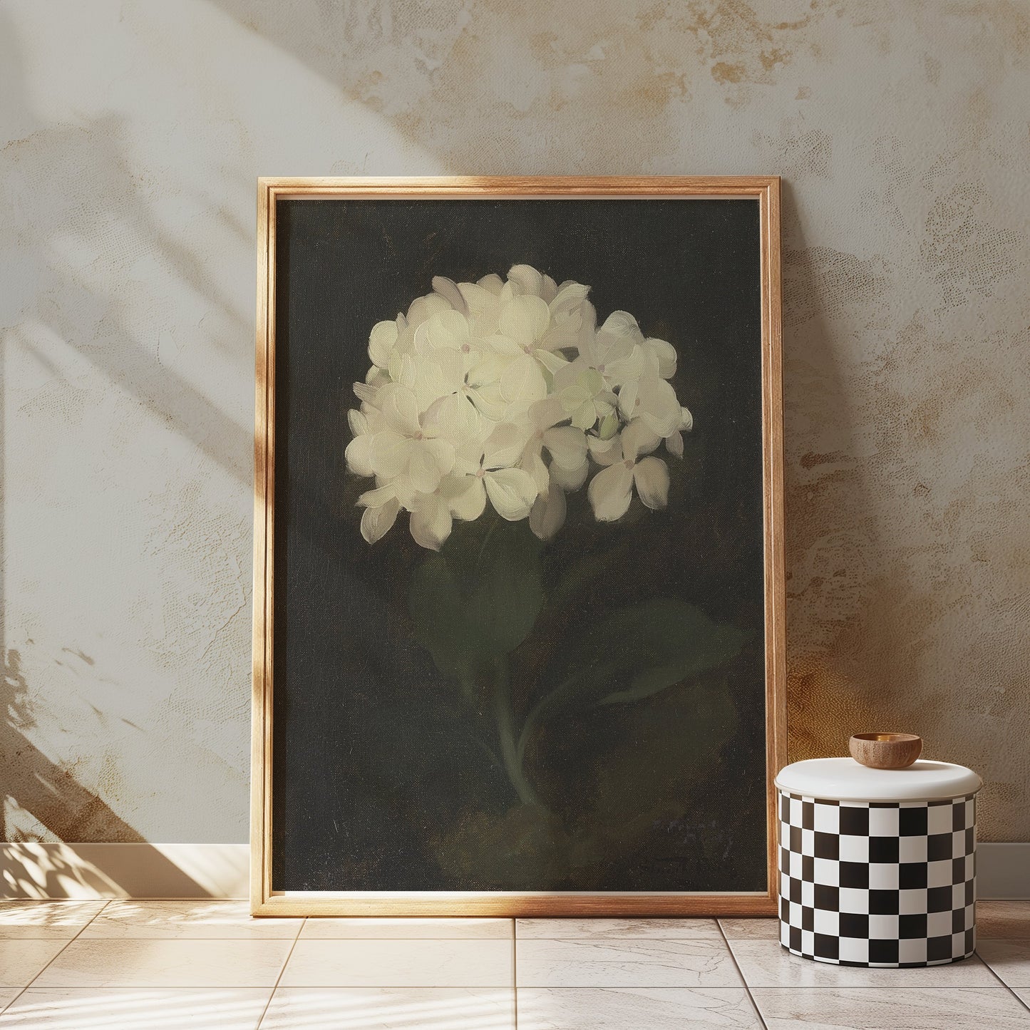 Premium Poster of White Hydrangea Painting Botanical Art Print Posters