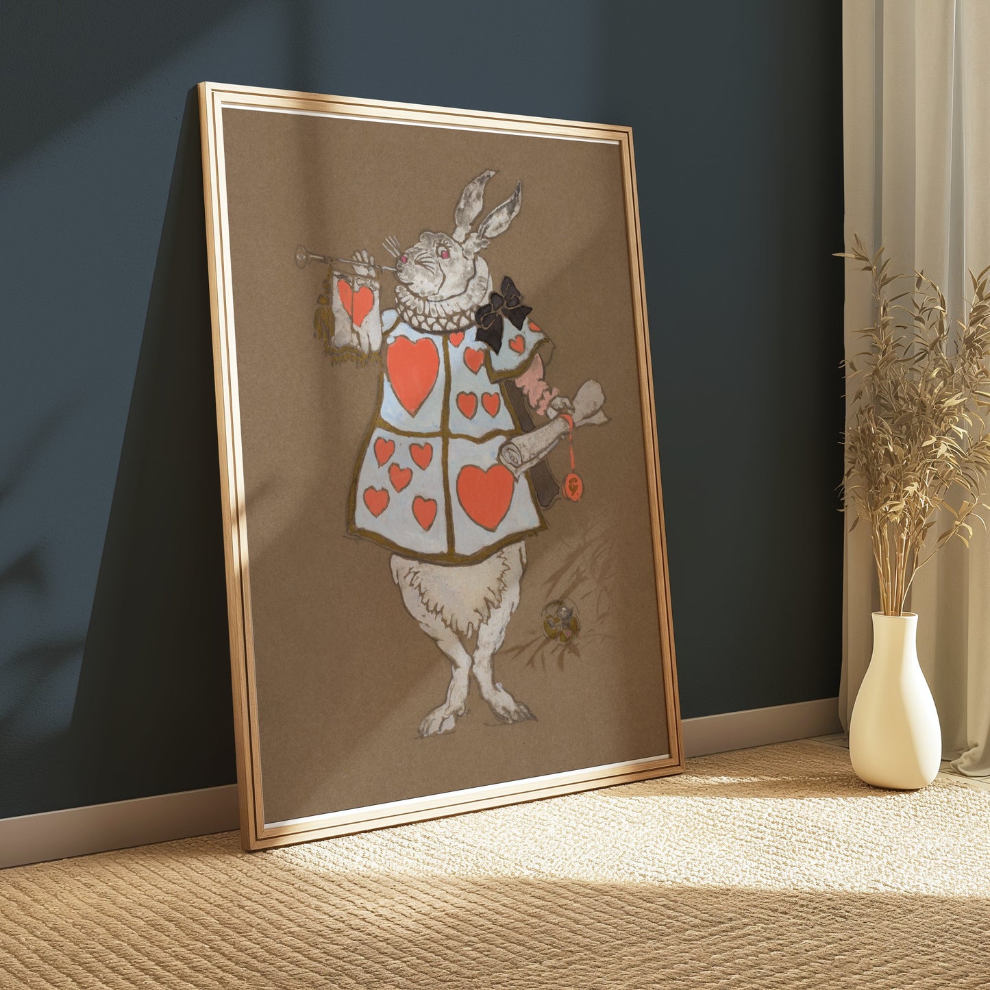 Premium Poster of White Rabbit Hearts Artwork Fantasy Prints Posters