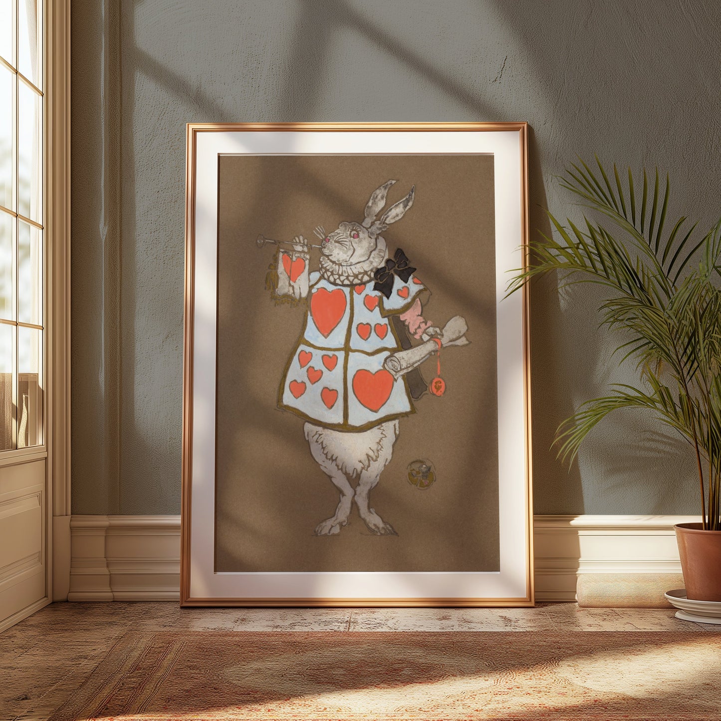 Premium Poster of White Rabbit Hearts Artwork Fantasy Prints Posters
