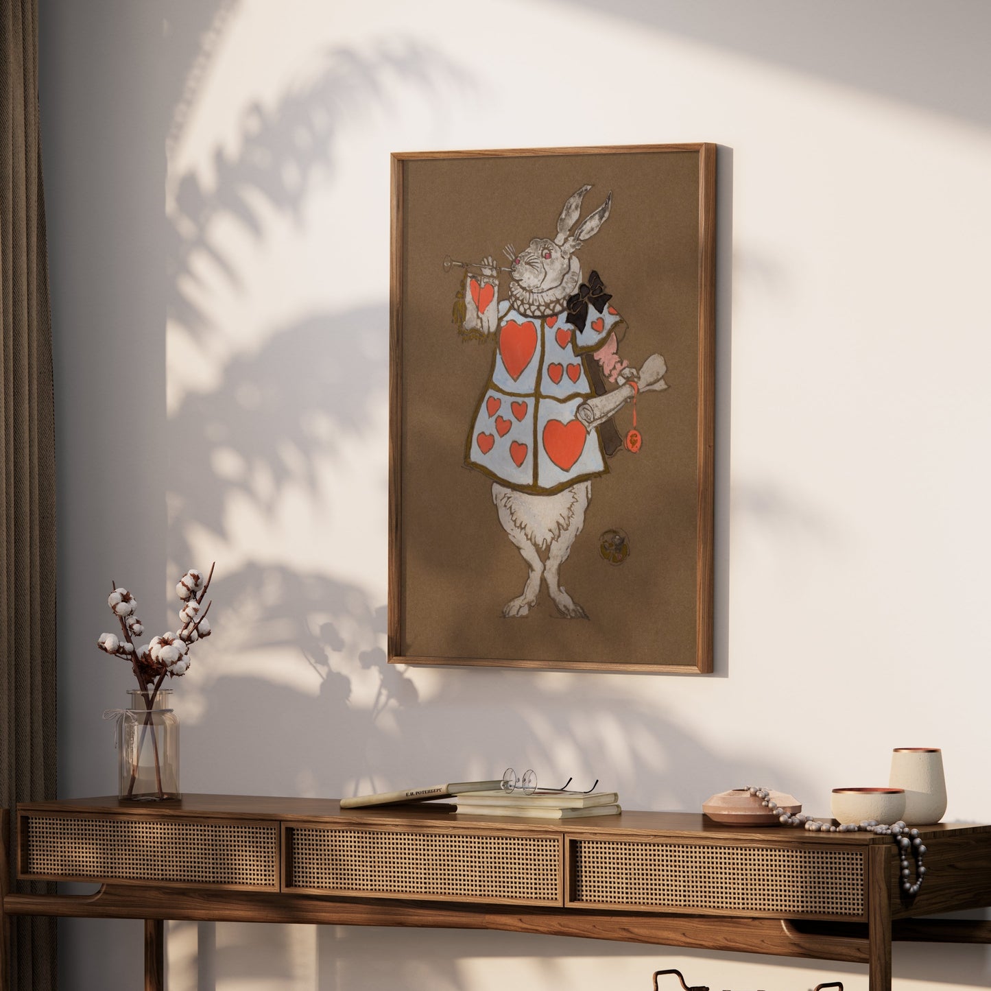Premium Poster of White Rabbit Hearts Artwork Fantasy Prints Posters