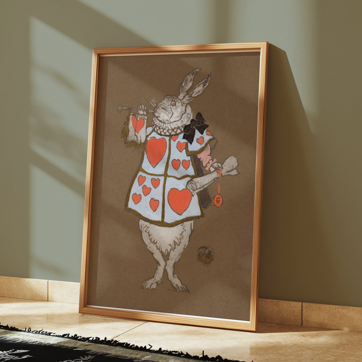 Premium Poster of White Rabbit Hearts Artwork Fantasy Prints Posters