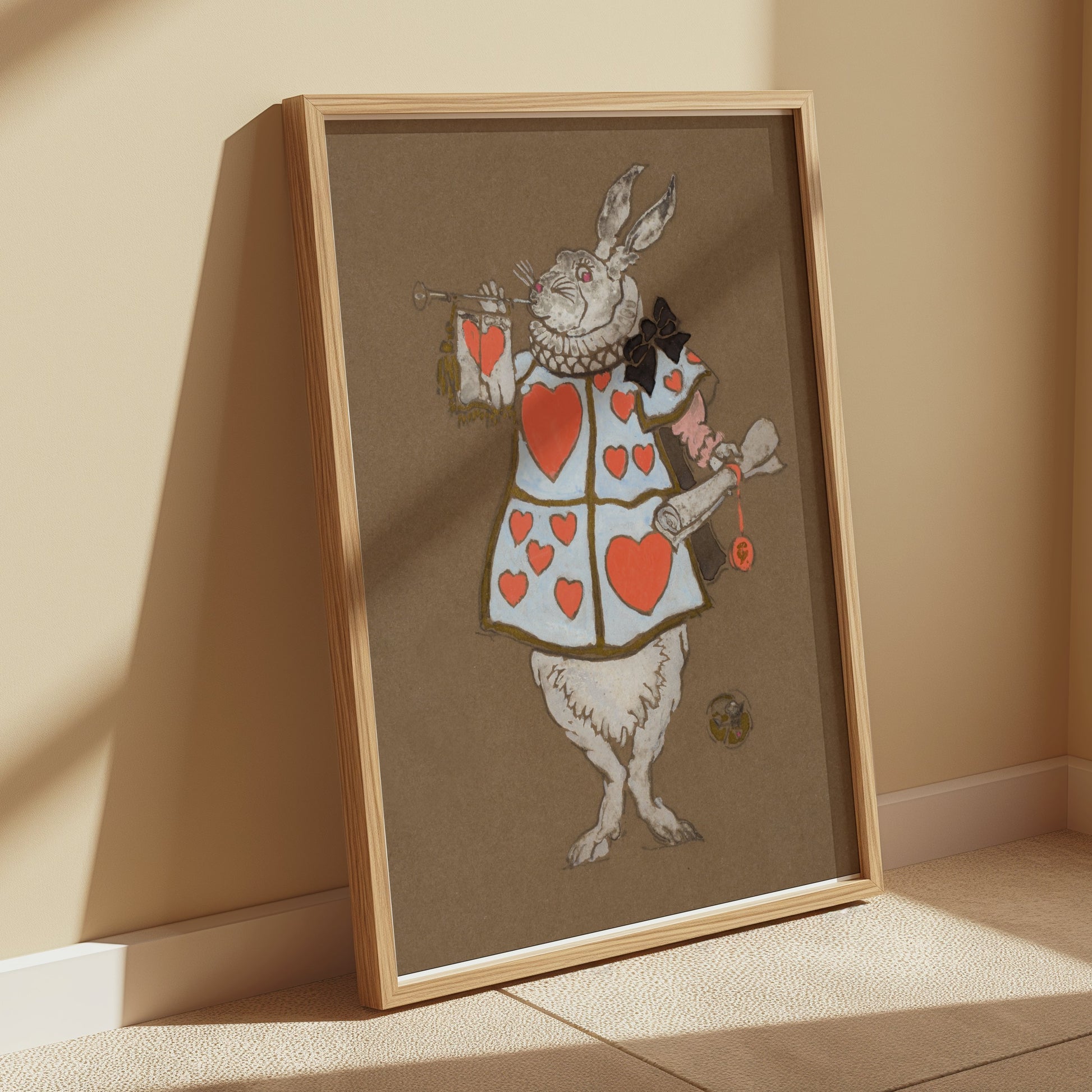 Premium Poster of White Rabbit Hearts Artwork Fantasy Prints Posters