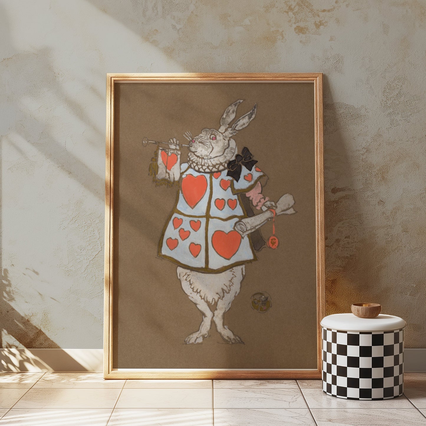 Premium Poster of White Rabbit Hearts Artwork Fantasy Prints Posters
