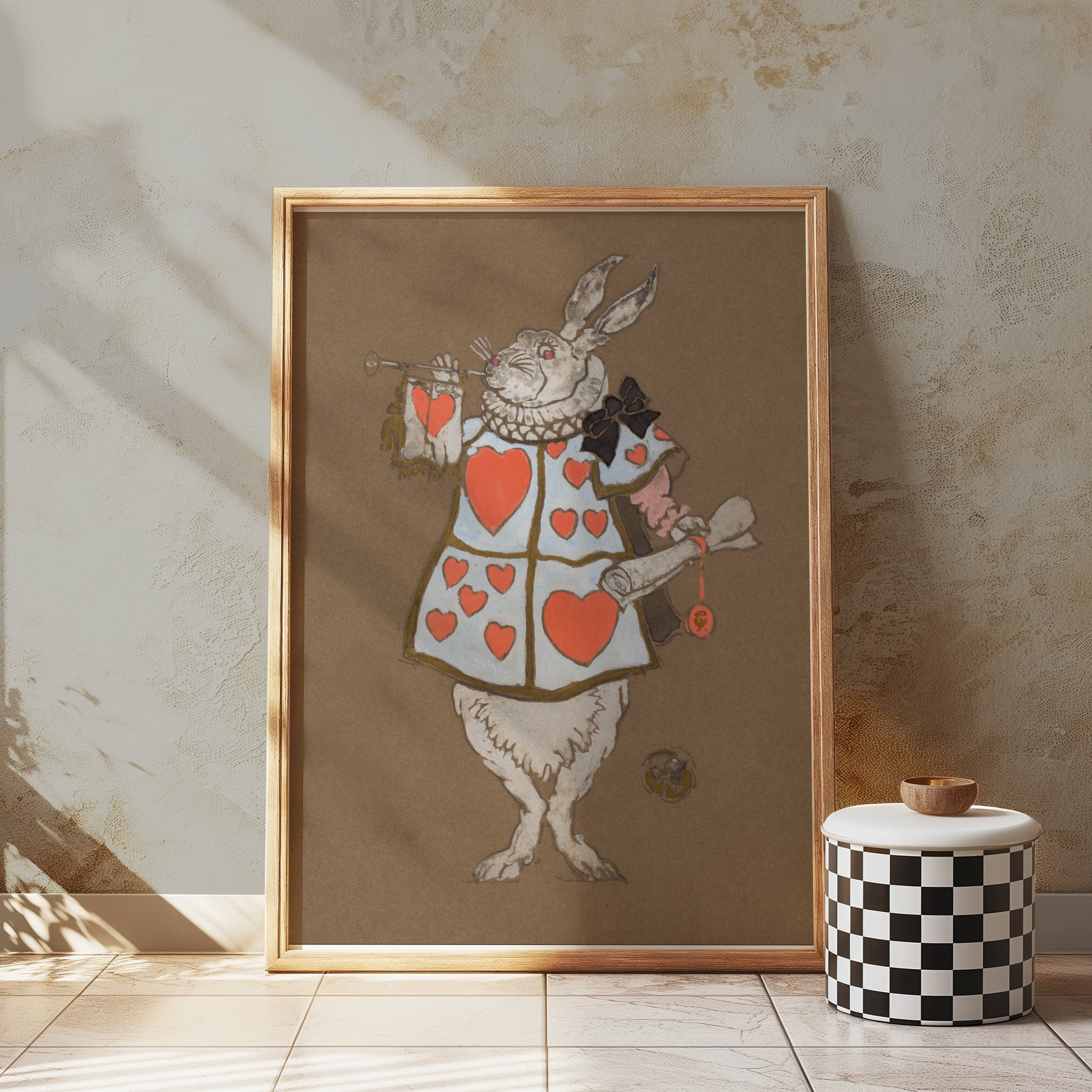 Premium Poster of White Rabbit Hearts Artwork Fantasy Prints Posters