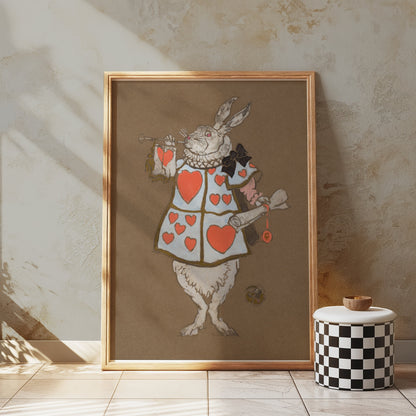 Premium Poster of White Rabbit Hearts Artwork Fantasy Prints Posters