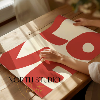 Premium Poster of Wide-format Red Love Typography Art Posters