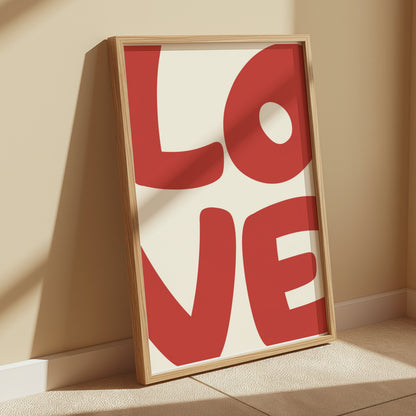 Premium Poster of Wide-format Red Love Typography Art Posters