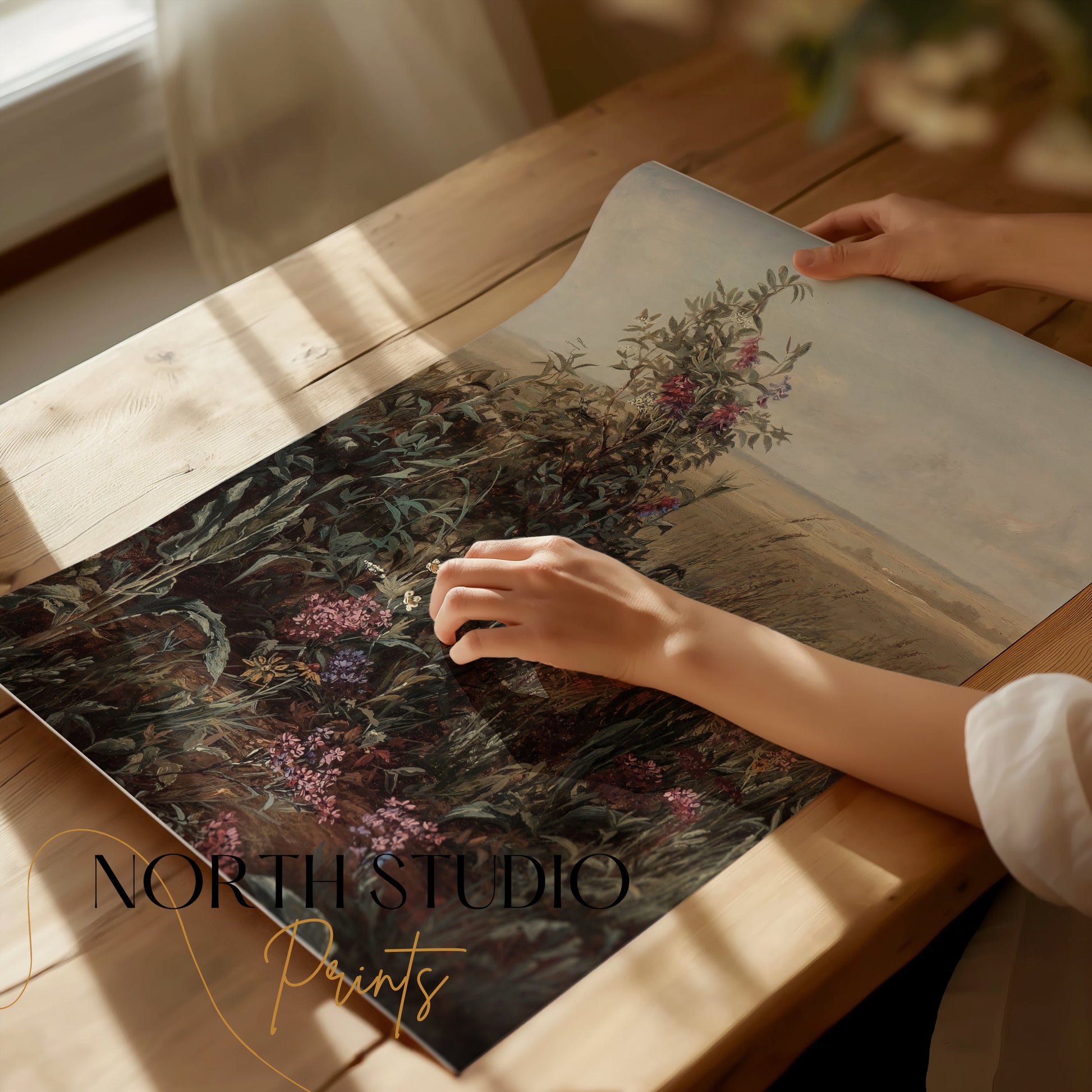 Premium Poster of Wild Meadow with Blooming Flowers Art Posters