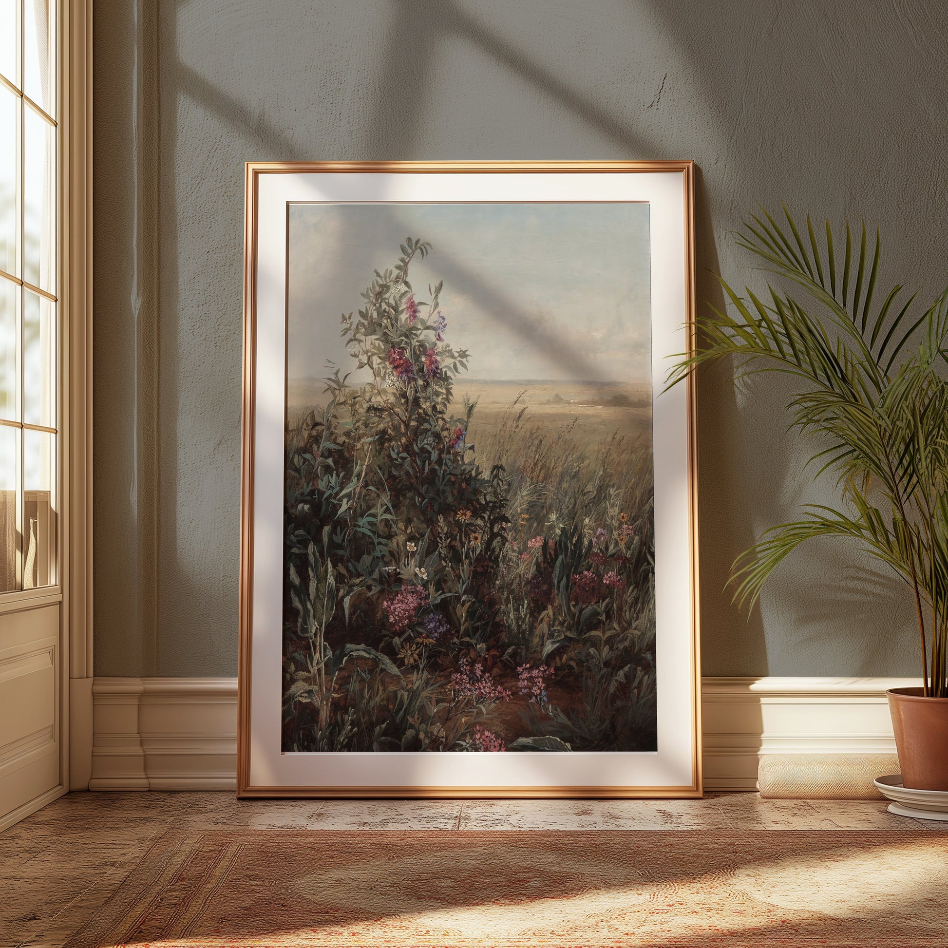 Premium Poster of Wild Meadow with Blooming Flowers Art Posters