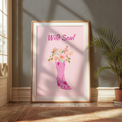 Premium Poster of Wild Soul Blossoming Cowboy Boot With Flowers Posters