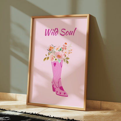 Premium Poster of Wild Soul Blossoming Cowboy Boot With Flowers Posters