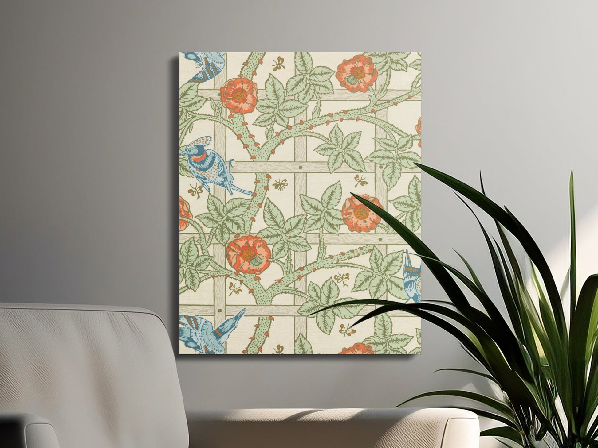 Premium Poster of William Morris Artistic Garden Birds Pattern Canvas Wraps