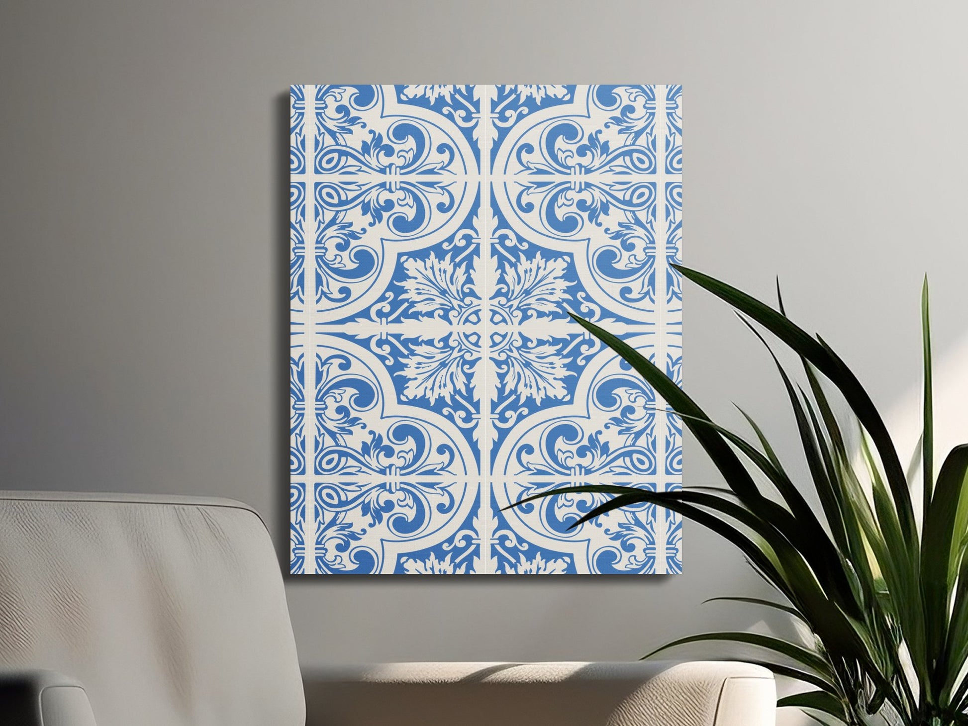 Premium Poster of William Morris Blue White Classic Pattern Canvas Wraps