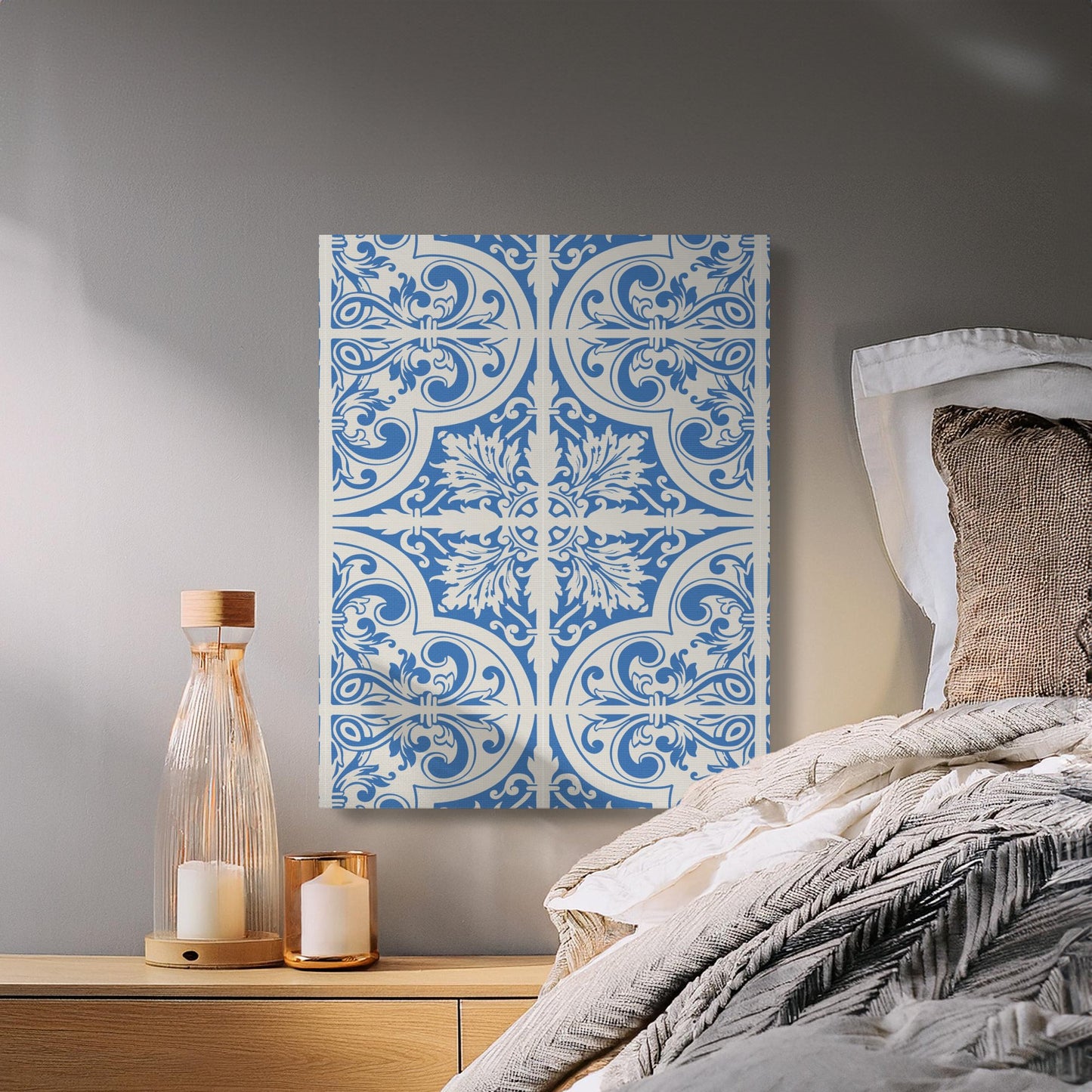 Premium Poster of William Morris Blue White Classic Pattern Canvas Wraps