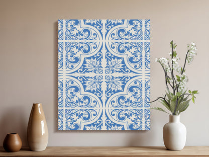 Premium Poster of William Morris Blue White Classic Pattern Canvas Wraps