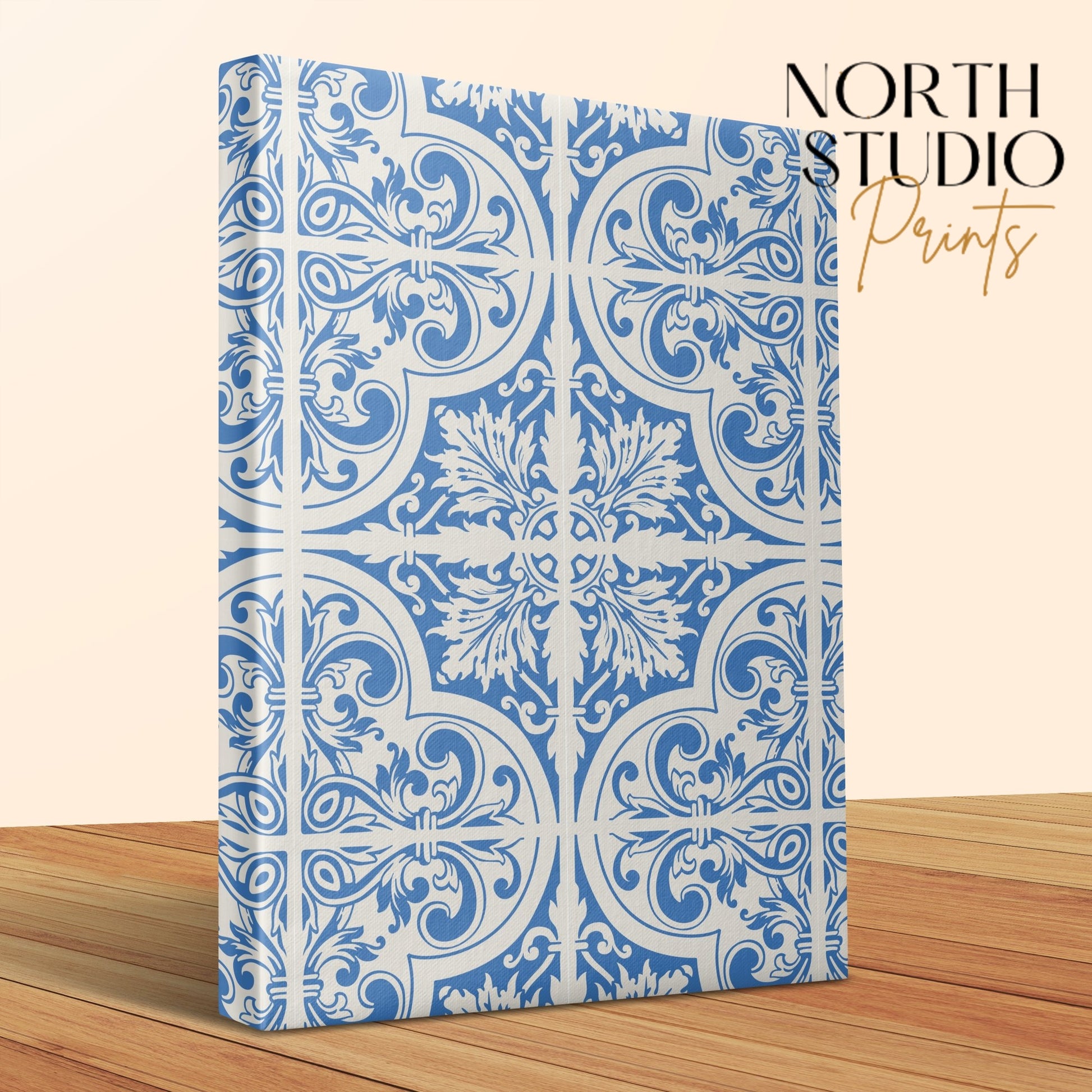 Premium Poster of William Morris Blue White Classic Pattern Canvas Wraps