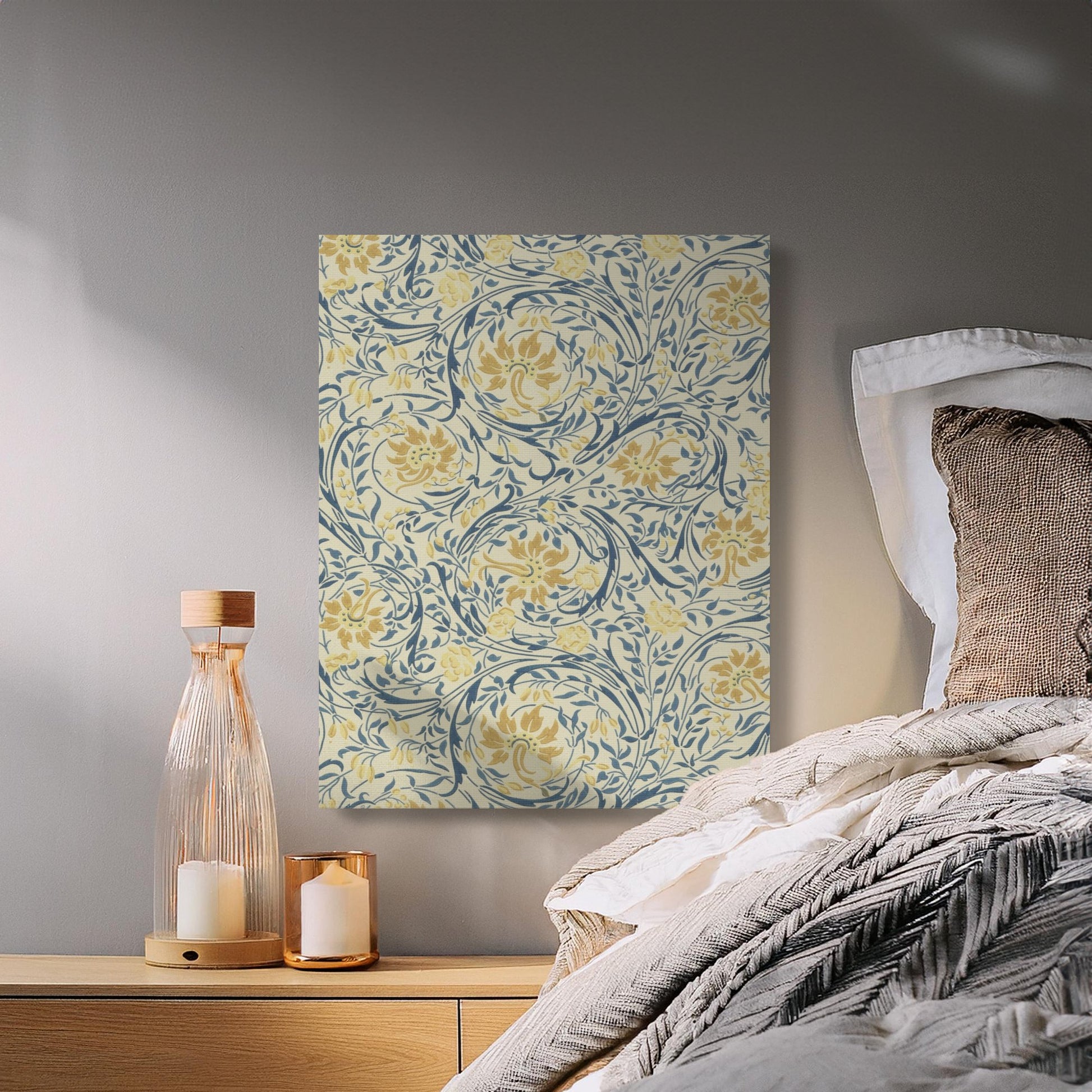 Premium Poster of William Morris Blue and Yellow Vines Canvas Wraps