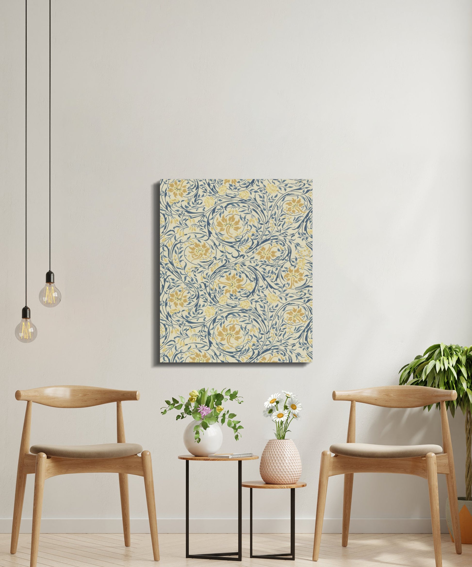 Premium Poster of William Morris Blue and Yellow Vines Canvas Wraps