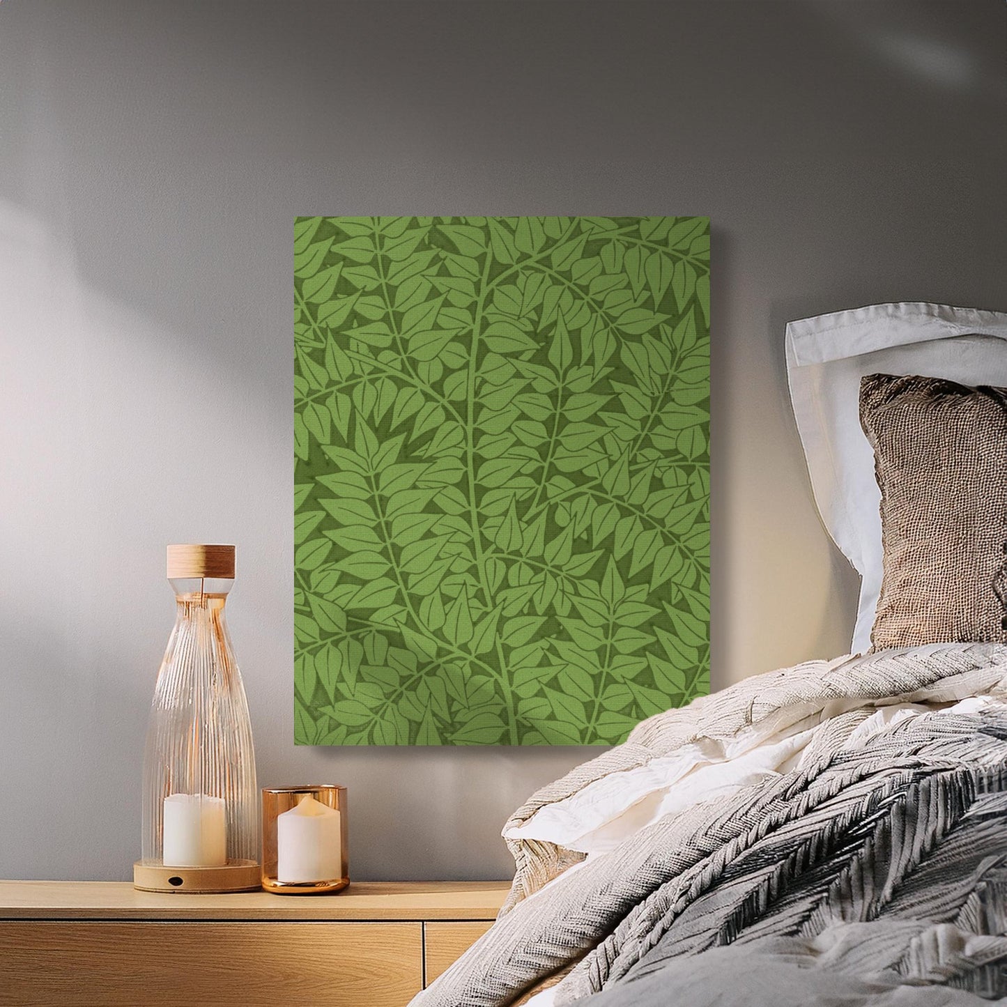 Premium Poster of William Morris Botanical Green Leaves Canvas Wraps