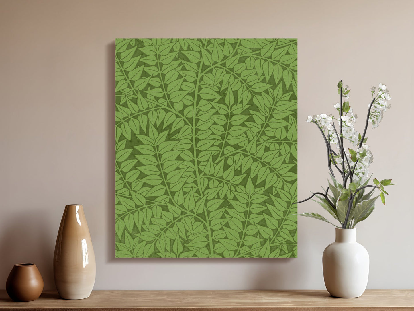 Premium Poster of William Morris Botanical Green Leaves Canvas Wraps